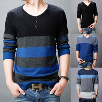 Autumn thin mens sweaters Mens line clothes Trendy mens base shirt Mens knitwear Slim pullover Mens small shirt