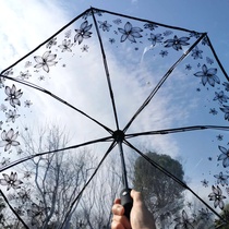 Transparent umbrella female folding goddess hipster Net red umbrella ins cute students creative automatic umbrella