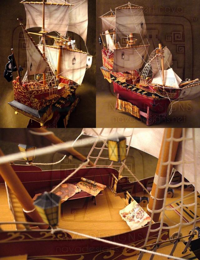 儿童手工折纸diy拼装立体3d纸质模型仿真加勒比海盗船黑珍珠号