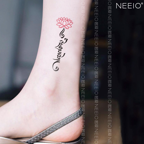 neeio原创 纹身贴 莲语图腾 梵文无畏 瑜伽莲花 胸前脚踝 防水 女
