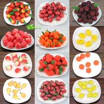 Simulation fruit model small cherry pineapple pear lemon dragon fruit peach lychee prop childrens toy cherries