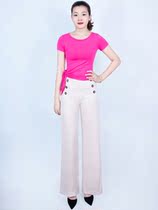 High waist-vertical mountain pants dance pants national standard pants broad legs pants Latin Dance Society Pants