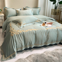 60 cotton four-piece set 100 cotton light luxury style European luxury embroidery high-grade bed linen quilt cover bedding 4