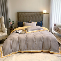 100 long-staple cotton polished four-piece cotton cotton simple Nordic warm sheets quilt cover bedding 4