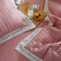 Simple color drawing 60 sets of four-piece cotton plain cotton pure color letter embroidered square single double bed sheet quilt cover