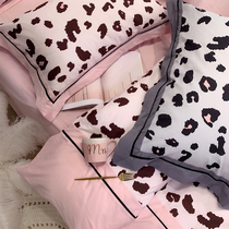 Fashion pink BAO WEN polished four-piece cotton cotton sheets quilt cover 1 8m hipster double bed