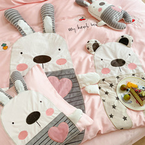 60 cotton four-piece set 100 cotton cute cartoon Three-dimensional rabbit sticking cloth embroidered sheets quilt cover bedding 4