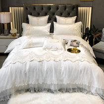 120 four-piece cotton cotton luxury white court noble European lace princess style bedding 4