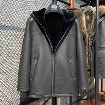 Spot wool original eco-fur integrated male middle aged lian cap with long thickened winter peel grass genuine leather leather clothing 6