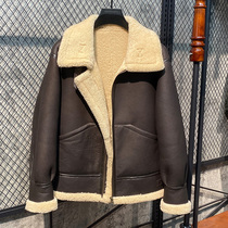 2022 men and women with the same Merlinu Original ecological sheep fur integrated genuine leather grass jacket male b3 flying leather jacket