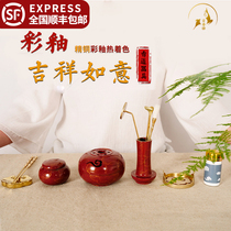 Colour Glazed Incense Seal Slain wood Incense Stove Pure Copper Sandalwood Combatable Household Incense Powder Tool Chandau Tea Room Creative incense Incense Gift