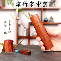Real red wood black sandalwood wooded flat scent tube Incense Tube Storage of the Fragrant Stove Fragrant stove Incense Burner bag portable Incense Travel