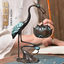 Creative Lotus Crane Crane Crane Harnet Round-rumble incense Pure copper Household Living Room Desk Aromatic Furnace