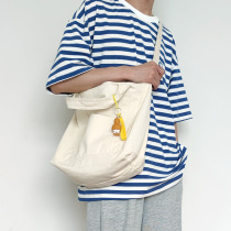 Solid color youth men shoulder bag Street trend women shoulder bag simple Harajuku student school bag Joker bag