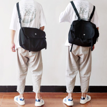 One bag of dual-purpose Mens backpack solid color casual shoulder bag Tide brand backpack student schoolbag crossbody bag