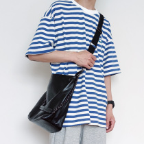 Solid color casual shoulder bag Horizontal Mens chain shoulder bag soft leather student schoolbag trend Korean girls bag