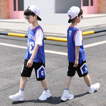  Childrens clothing boys summer suit 2021 new childrens summer short-sleeved medium and large childrens summer clothes handsome tide