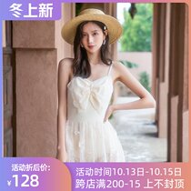 Skirt one-piece swimsuit womens belly thin Korean ins bow conservative swimsuit 2021 new hot spring swimsuit