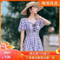 Korean skirt swimsuit women Summer belly thin breast hot spring conjoined conservative 2021 New Fashion plus size swimsuit