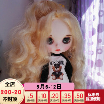 DBS Blythe small cloth dolls gold yellow curly hair hand painted makeup changing makeup finished eyelashes sleeping eye full eye sheet