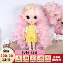 DBS Blythe small cloth dolls pink purple yellow mixed hand painted makeup changing makeup finished eyelashes eye-eye full eye