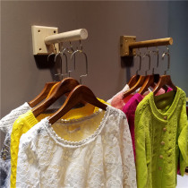 Clothing store wood adhesive hook wall hanging clothes hook wall hanging display rack hanger single hook wall solid wood shelf