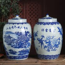 Jingdezhen ceramic rice tank with lid rice bucket household kimchi jar insect storage tank sealed rice storage box