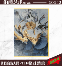 Nordic modern blue light luxury gold leaf abstract oil painting hand-painted gold flower decoration painting frameless core material