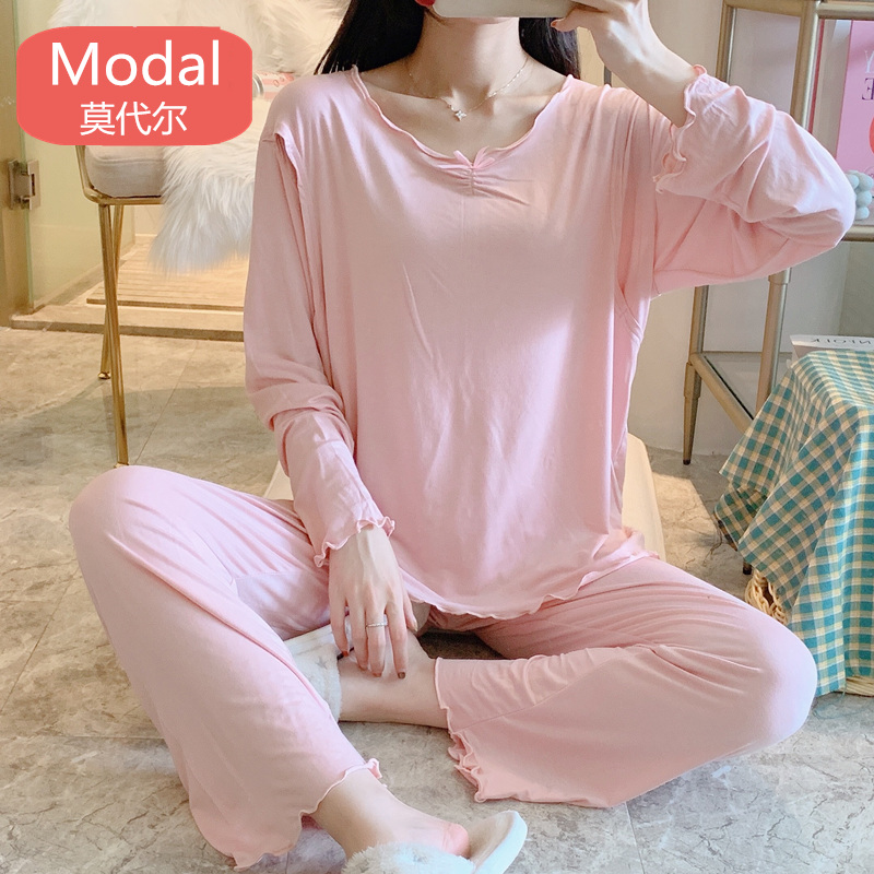 Elastic Modal cotton pull-over confinement dress spring summer thin model postpartum May 6 summer 7 breastfeeding maternity pajamas