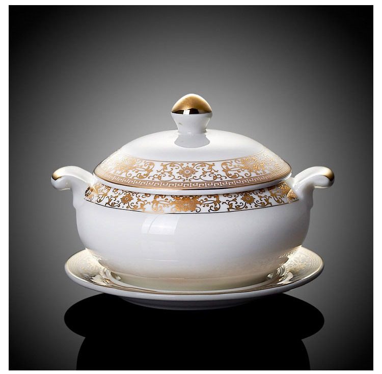 酒店专用一位双耳炖盅碗骨瓷燕窝汤盅带盖陶瓷隔水煲罐小号430ml