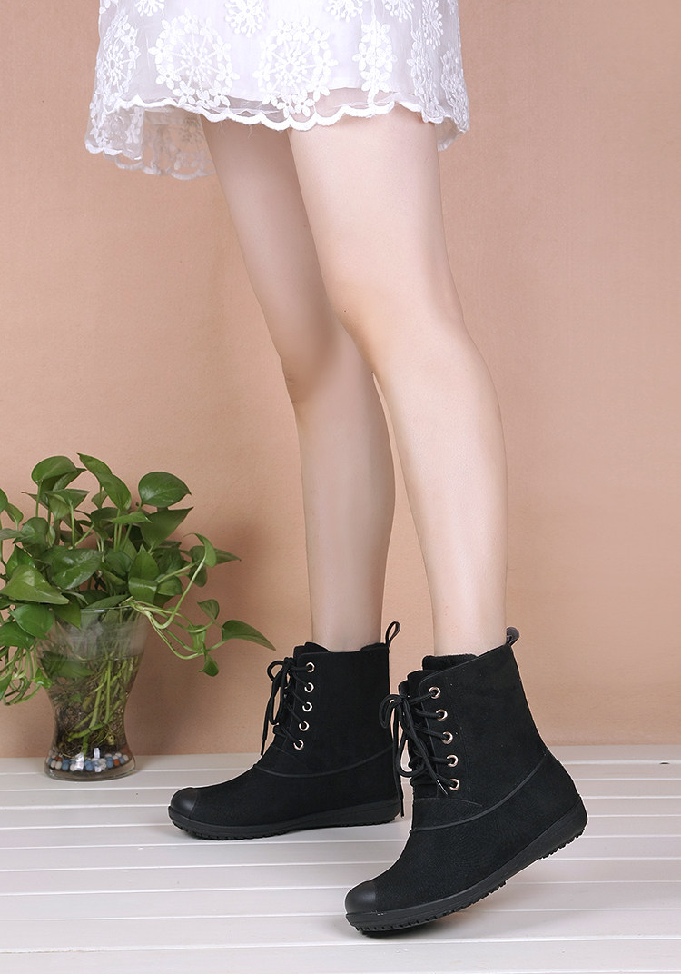 反绒面防水鞋时尚雨鞋女套鞋雨靴成人水鞋短筒胶鞋可加绒袜子保暖