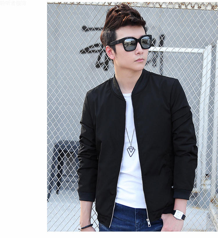 男纯色jiake2016新款男装休闲修身男士夹克薄款青年外套秋装上衣