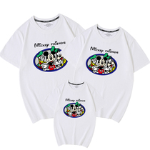 Mickey parent-child costume family three t-shirt size 200kg baby fashion summer fat dad fat mom Net red tide