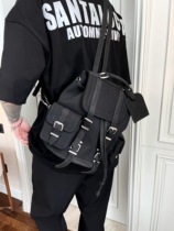 FTM$21SS exclusive homemade New dark mini canvas bag splicing head layer cowhide mens and womens small backpack