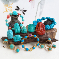 Yichen jewelry live original mine turquoise pendant high porcelain turquoise carved pendant accessories diy with jewelry