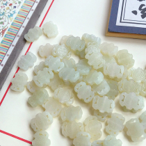 Hetian Jade white jade carved back Cloud small pendant No optimization Jade DIY semi-finished bracelet necklace jewelry accessories