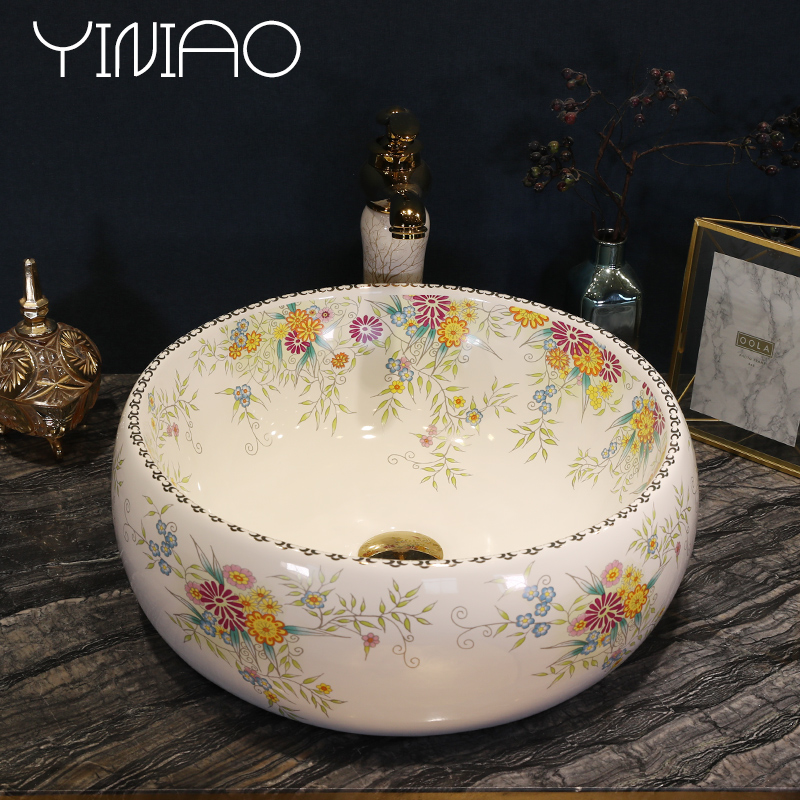 Continental basin stage basin circular lavatory toilet lavabo basin of household of jingdezhen ceramic art