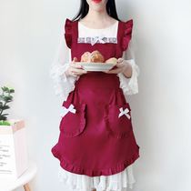 Apron Cute Princess Wind 2021 New Red Medecor Maid Dress Good Looking Cooking Kitchen Foreign Air Creative Hanami