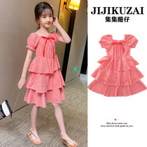 Girls Plaid Cotton Dress Spring Girl Children A Word 5 Princess Skirt 6 Spring and Autumn 7 Western Qi 8 Tide 9 Years Old 11