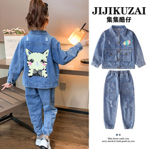 Girls spring dress denim suit girl Zhongdai childrens foreign style 5 Net Red 6 Spring and Autumn Tide 7 fashionable 8 clothes 13 years old