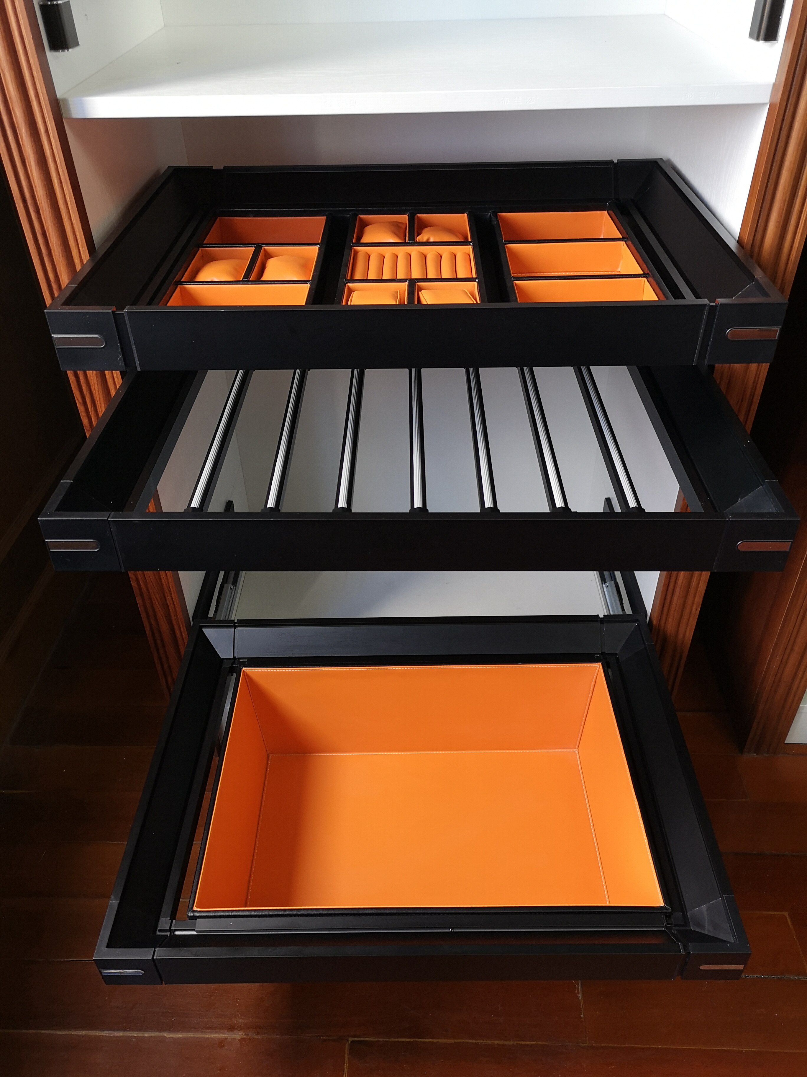 伸缩裤架柜内家用裤架衣柜抽屉式置物架推拉裤抽西裤架挂裤子架