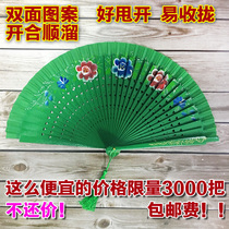 2019 new red Spanish dance fan bifacial fan hand-painted wooden fan model stage walking show group performance
