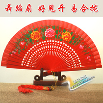 Red dancing fan double-sided pattern Spanish wooden fan dance fan cheongsam catwalk show fan wedding red fan