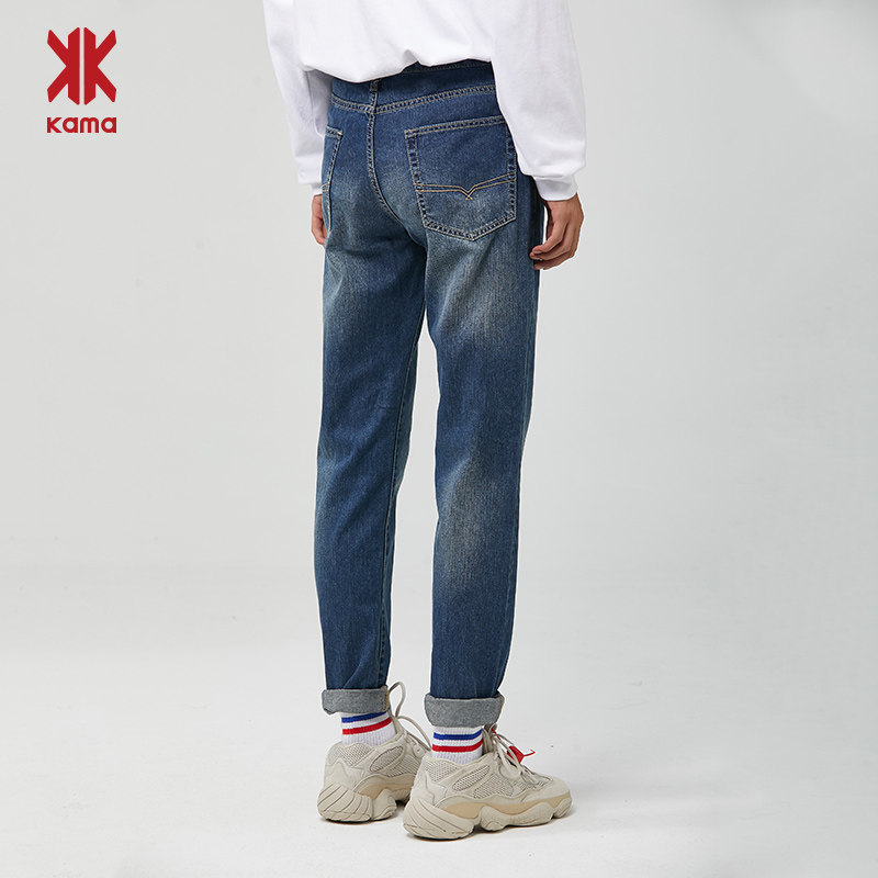 商场同款 KAMA 卡玛 纯棉 中腰直筒 男式牛仔裤 天猫优惠券折后¥79包邮(¥129-50)3色可选