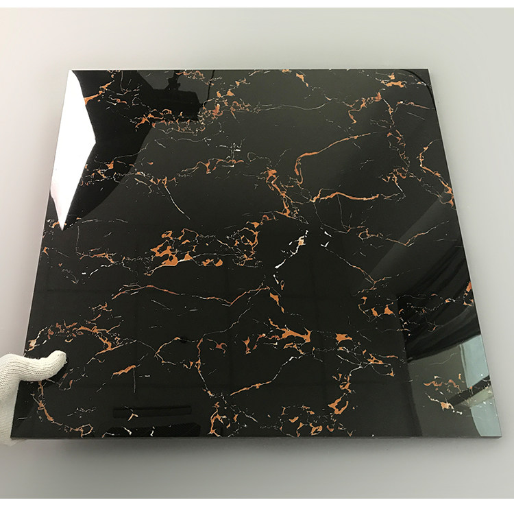 黑色通体大理石瓷砖 黑白根黑金花抛釉瓷砖 过门石地砖600/800
