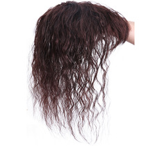Top head reissue piece real hair cover white hair lifelike invisible invisible hair corn perm block fluffy extended length