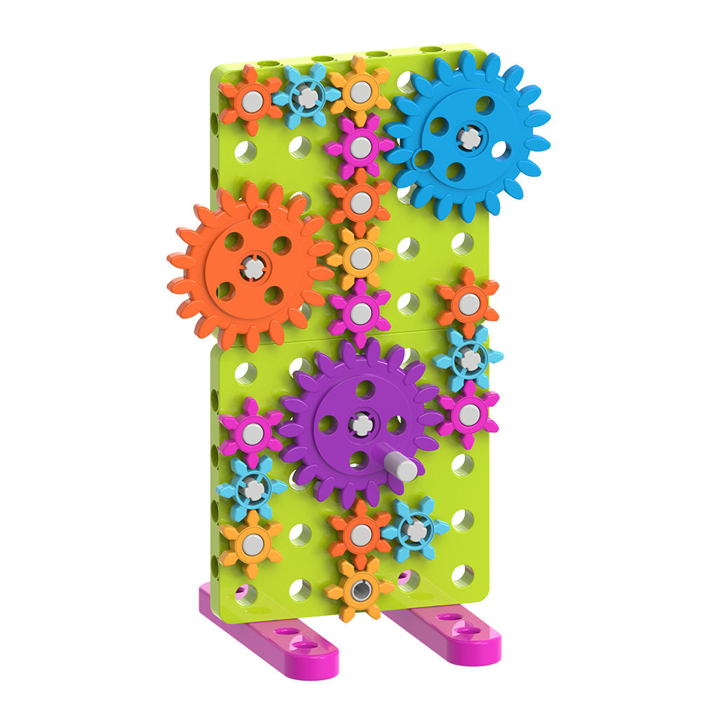 智高gigo早教儿童益智建构拼搭齿轮联动积木steam齿轮传动组7082