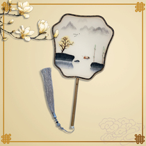 New Chinese style female long handle classical dance Jiangnan exquisite double-sided embroidery craft group fan tassel Hanfu