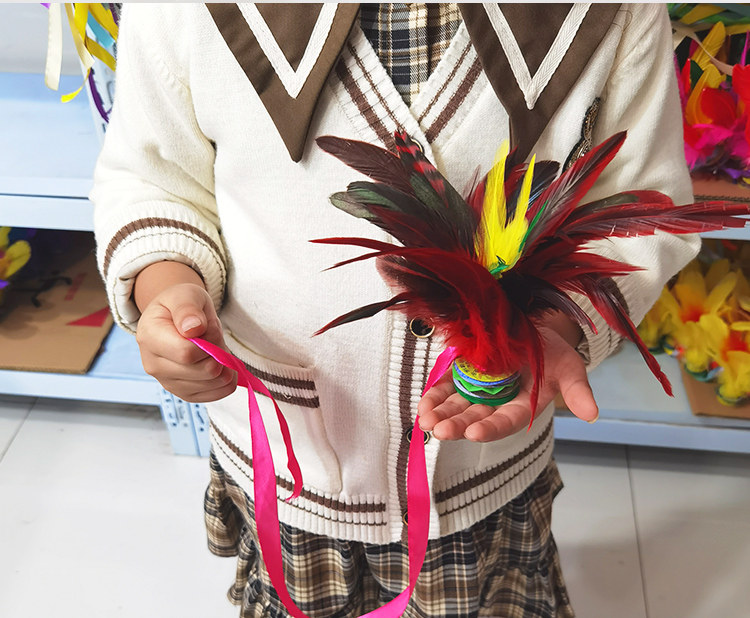 鸡毛毽子儿童小学生幼儿园带绳子专业比赛毽球踢键子健身羽毛花腱