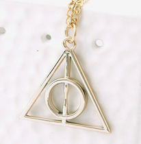 European and American jewelry Harry Potter necklace Luna Deathly Hallows triangle pendant retro necklace sweater chain around